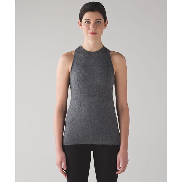 Lululemon Womens Gray High Neck Swiftly Tech Run Tank Shirt Size 4 Stretch Gym - Picture 1 of 7